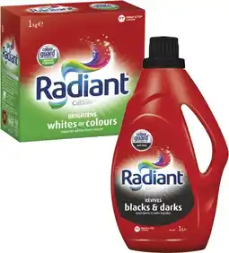 Coles Radiant Laundry Liquid 1 Litre or Powder 1kg offer