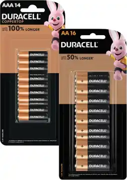 Coles Duracell Coppertop Batteries AA 16 Pack or AAA 14 Pack offer