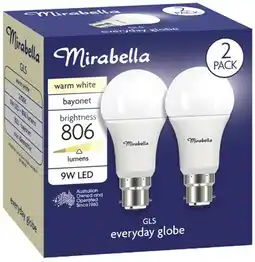 Coles Mirabella 9W GLS LED Light Globes offer
