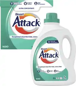 Coles Biozet Attack Regular Laundry Liquid 2 Litre or Powder 2kg offer