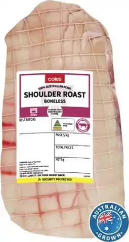 Coles Coles Australian Pork Shoulder Roast Boneless offer
