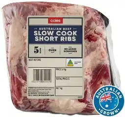 Coles Coles Australian No Added Hormones Beef Slow Cook Short Ribs offer