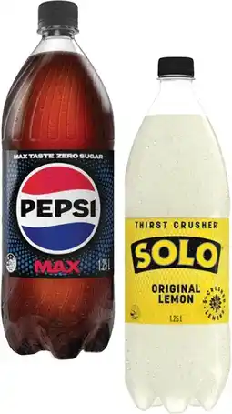 Coles Pepsi, Solo or Mountain Dew Soft Drink 1.25 Litre offer