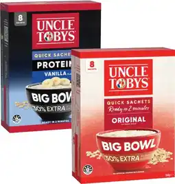 Coles Uncle Tobys Big Bowl Oat Sachets offer