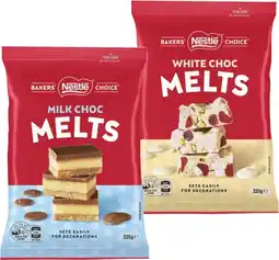 Coles Nestlé Bakers Choice Baking Chocolate Chips or Melts 200g-225g offer