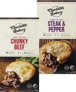 Coles Charlotte's Bakery Slow Cooked Beef Pies 400g offer