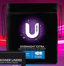 Coles U By Kotex Overnight Extra Pads with Wings offer