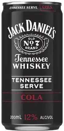 Coles Jack Daniel’s & Cola Tennessee Serve Whiskey 12% Cans offer
