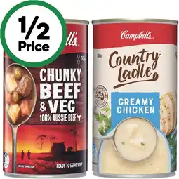 Woolworths Campbell’s Chunky or Country Ladle Soup 495-505g offer