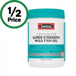 Woolworths Swisse Ultiboost Odourless Super Strength Wild Fish Oil Capsules† offer