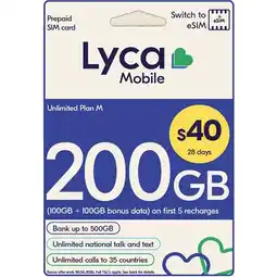 Woolworths Lyca $40 Starter Pack† offer