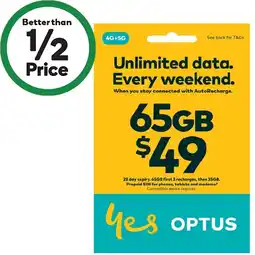 Woolworths Optus $49 SIM Starter Kit‡ offer
