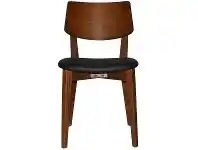 LivingStyles Phoenix Commercial Grade Oak Timber Dining Chair, Vinyl Seat, Black / Light Walnut offer