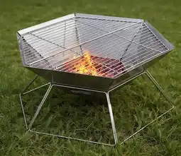BCF Wanderer Stainless Steel Folding Fire Pit with Grill offer