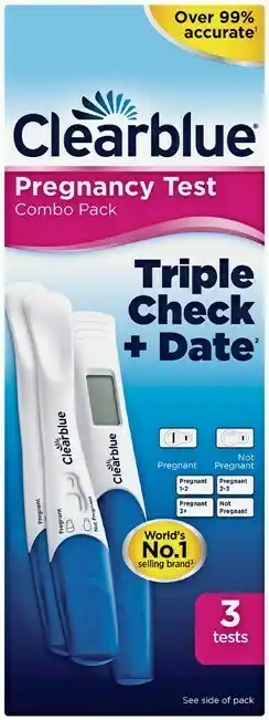 Priceline Clearblue Triple Check + Date Pregnancy Test Combo Pack offer