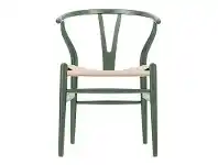 LivingStyles Wishbone Ash Timber Chair, Twine Seat, Deep Olive / Natural offer