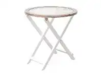 LivingStyles Palm Harbour Foldable Glass Topped Timber Round Side Table offer