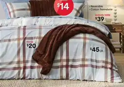 Kmart Plaid Flannelette Cotton Reversible Quilt Cover Set - Queen Bed offer