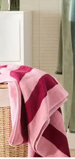 Kmart Stripe Cotton Bath Towel - Berry offer