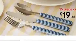 Kmart 16 Piece Blue Stripe Cutlery Set offer