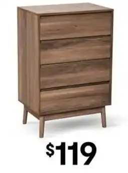 Kmart Thorne 4 Drawer Chest - Walnut offer