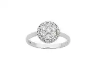 Bevilles Jewellery Sterling Silver Cubic Zirconia Flower Centre Halo Ring - M offer