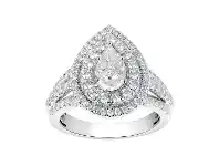 Bevilles Jewellery 9ct White Gold 1.50ct Diamond Pear Shape Ring - L offer