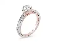 Bevilles Jewellery Enchanted Disney Fine Jewelry 9ct White and Rose Gold Belle Engagement Ring with 1/3ct Diamonds TDW - N offer