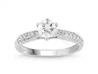 Bevilles Jewellery Facets of Love Solitaire Ring with 3/4ct of Diamonds in 18ct White Gold - M offer