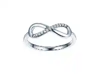 Bevilles Jewellery Sterling Silver Cubic Zirconia Infinity Ring - S offer