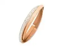 Bevilles Jewellery Stainless Steel Rose Colour Plain & Crystal Double Bangle - 65MM offer