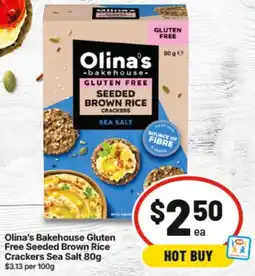 IGA Bakehouse Gluten Free Seeded Brown Rice Crackers Sea Salt offer