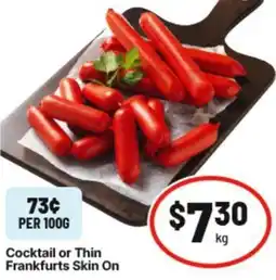 IGA Cocktail or Thin Frankfurts Skin On offer