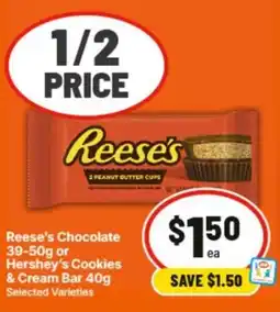 IGA Reese's Chocolate or Hershey's Cookies & Cream Bar offer