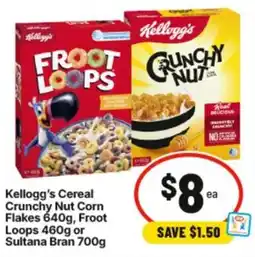 IGA Cereal Crunchy Nut Corn Flakes , Froot Loops or Sultana Bran offer
