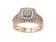 Bevilles Jewellery 9ct Rose Gold 1.00ct Cognac and White Diamond Ring - Q offer