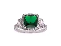 Bevilles Jewellery Sterling Silver Green Cubic Zirconia Ring - O offer