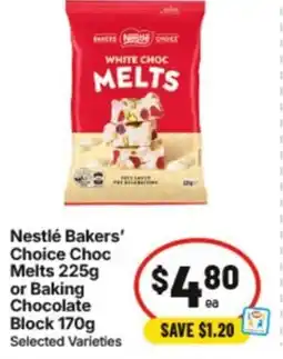 IGA Bakers' Choice Choc Melts or Baking Chocolate Block offer
