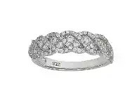 Bevilles Jewellery Sterling Silver Cubic Zirconia Criss Cross Ring - M offer