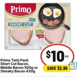 IGA Twin Pack Short Cut Bacon, Middle Bacon or Streaky Bacon offer