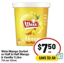 IGA Mango Sorbet or Half & Half Mango & Vanilla offer