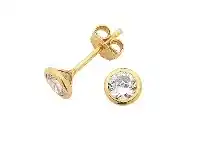 Bevilles Jewellery 6mm 9ct Yellow Gold Silver Infused Cubic Zirconia Stud Earrings offer
