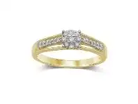 Bevilles Jewellery 9ct Yellow Gold 0.25ct Brilliant Claw Diamond Ring offer