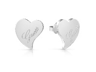 Bevilles Jewellery Guess Love Rhodium Plated Guess Love Heart Stud Earrings offer