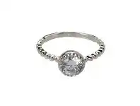Sterling Silver White Cubic Zirconia Detail Stackable Ring - M