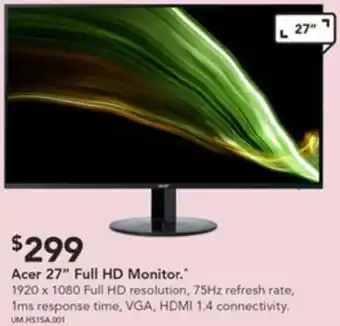 Harvey Norman Acer 27" Full HD Monitor offer