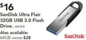 Harvey Norman SanDisk Ultra Flair 32GB USB 3.0 Flash Drive offer