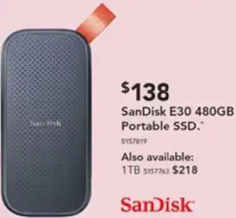Harvey Norman SanDisk E30 480GB Portable SSD offer
