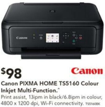 Harvey Norman Canon PIXMA HOME TS5160 Colour Inkjet Multi-Function offer