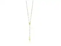 Bevilles Jewellery 9ct Yellow Gold Silver Infused 3 Tone Rosary Necklace offer